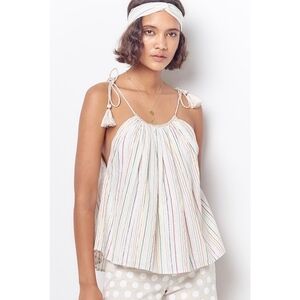 COREY LYNN CALTER Willa Halter Style Tank Top Metallic Stripe Multicolor XS